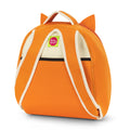 Rearview of Dabbawalla orange and cream eco-friendly backpack.