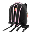 Back view of French Bulldog Harness Backpack. Detachable tether with pink and black design.