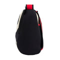 Side view of Dabbawalla Panda preschool backpack. Padded easy grab handle at the top. Long zipper allows wide opening.