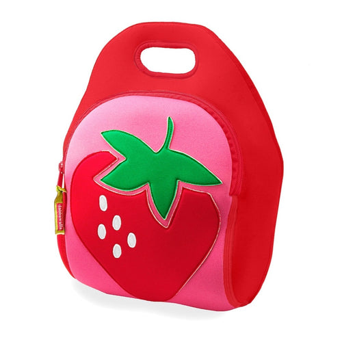 Sweet pink and red Strawberry Lunch bag. Sewn with love in Taiwan. Machine washable and built to last.
