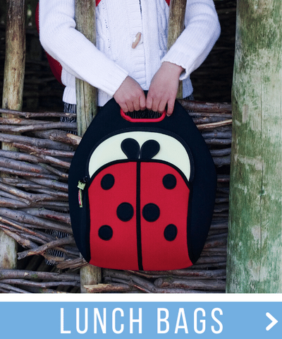 Ladybug themed red, black and cream colored lunch bag by Dabbawalla Bags