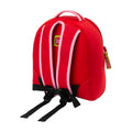 Backview of Dabbawalla Cherry Harness backpack. Soft straps and detachable tether.