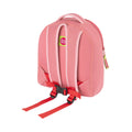 Back view of pink harness backpack
