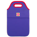 Back view of the Flower Power Tablet Carry Bag by Dabbawalla Bags. Purple bag with contrast  trim