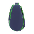Side view of Dabbawalla Frog preschool backpack.  Padded easy grab handle at the top.  Long zipper allows wide opening.