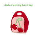 Sweet kids lunch bag with red and pink cherry design.