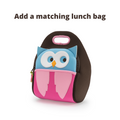 Add a matching owl lunch bag to your order.