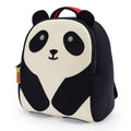 Cute Panda Backpack from Dabbawalla Bags features a white front panel with black eyes ears and mouth.  