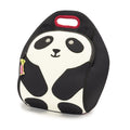 Cute panda black and white lunch-bag from Dabbawalla Bags.  White front panel with black eye  patches, ears and arms.  Red binding on integrated handle.