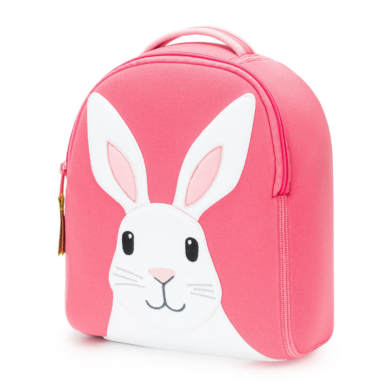 Toddler backpack with large white bunny design on front panel