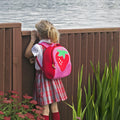 Student wearing  cute strawberry backpack from Dabbawalla bags 