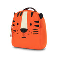 Orange and black tiger harness kids backpack. Sturdy grip handle and  detachable tether.